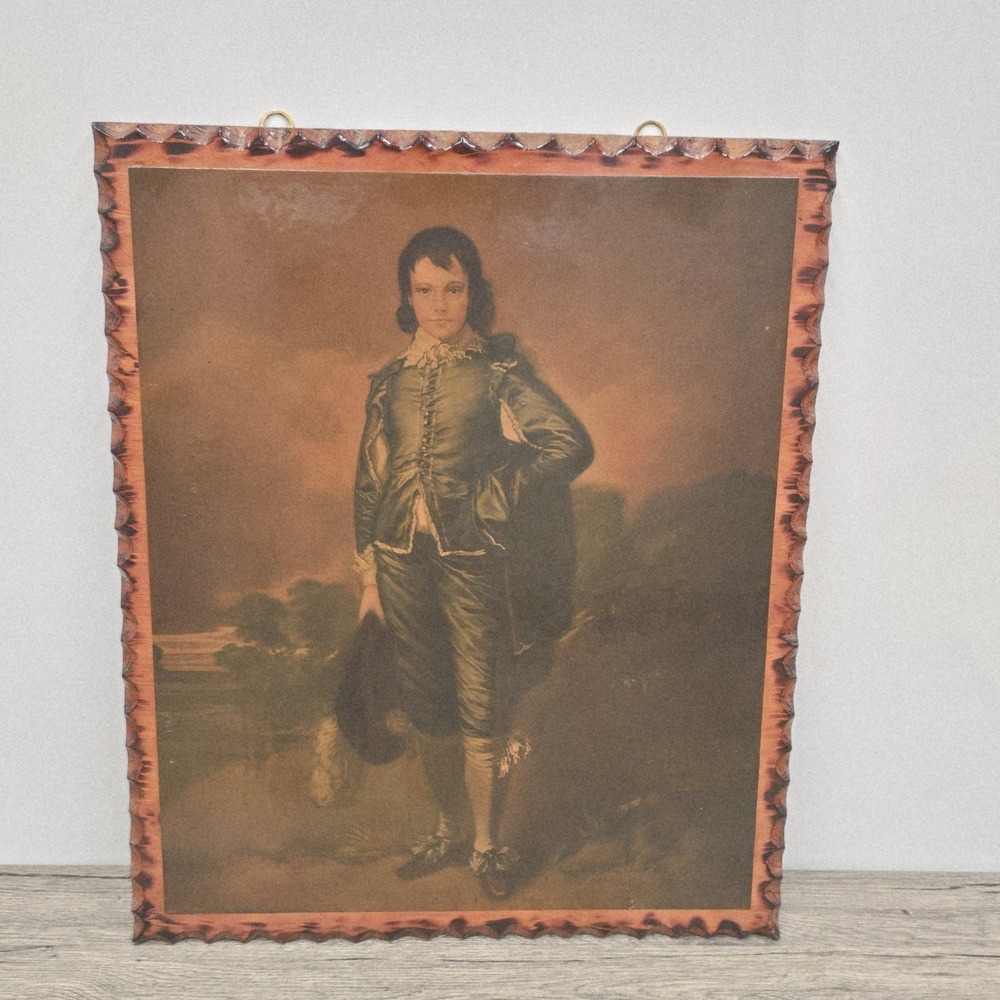 Vintage Blue‎ Boy After Gainsborough Picture On Acrylic Wood 22 X 18"